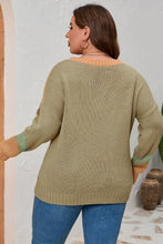 Cargar imagen en el visor de la galería, Plus Size Fringe Detail Round Neck Long Sleeve Sweater
