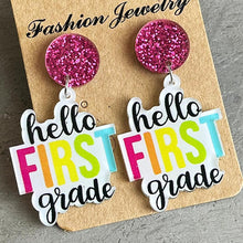 Cargar imagen en el visor de la galería, HELLO SECOND GRADE Acrylic Dangle Earrings
