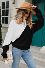 Load image into Gallery viewer, Two-Tone Round Neck Ribbed Sweater

