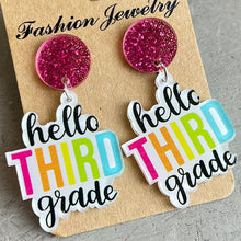 Cargar imagen en el visor de la galería, HELLO SECOND GRADE Acrylic Dangle Earrings
