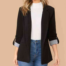 Load image into Gallery viewer, Lapel Collar Roll-Tab Sleeve Blazer
