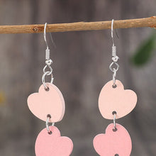 Load image into Gallery viewer, Heart Wood Dangle Earrings
