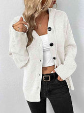 Load image into Gallery viewer, Button Up Drawstring Long Sleeve Hooded Cardigan
