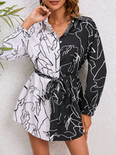 Load image into Gallery viewer, Printed Tie Waist Shirt Dress
