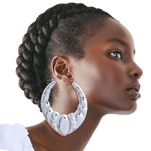 Load image into Gallery viewer, Textured Silver Teardrop Hoops
