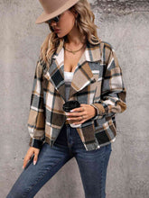 Load image into Gallery viewer, Plaid Collared Neck Long Sleeve Jacket
