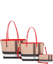 Load image into Gallery viewer, Plaid Check 3-in-1 Shopper Set

