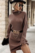 Load image into Gallery viewer, Turtleneck Dropped Shoulder Mini Sweater Dress
