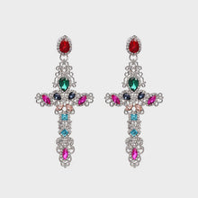 Load image into Gallery viewer, Rhinestone Alloy Cross Earrings
