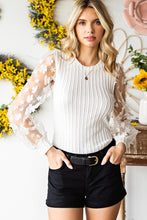 Load image into Gallery viewer, Textured Applique Long Sleeve Blouse
