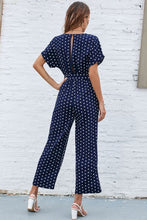 Load image into Gallery viewer, Polka Dot Round Neck Cutout Jumpsuit
