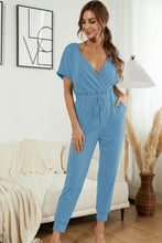Load image into Gallery viewer, Surplice Neck Tied Short Sleeve Jumpsuit
