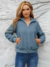 Cargar imagen en el visor de la galería, Zip Up Collared Neck Long Sleeve Jacket
