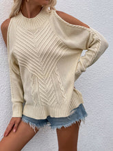 Load image into Gallery viewer, Cable-Knit Cold Shoulder Sweater
