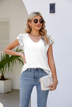 Cargar imagen en el visor de la galería, Smocked Flutter Sleeve V-Neck Top
