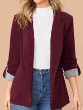 Load image into Gallery viewer, Lapel Collar Roll-Tab Sleeve Blazer
