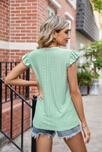 Cargar imagen en el visor de la galería, Eyelet Flutter Sleeve Scalloped V-Neck Top
