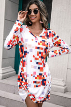 Load image into Gallery viewer, Rainbow Checker Twisted Long Sleeve Dress
