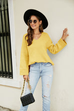 Load image into Gallery viewer, Drop Shoulder V-Neck Knit Pullover
