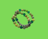 Pulseras multicolores verdes AMOR, AMBICIÓN Y DINERO