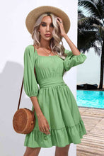 Load image into Gallery viewer, Square Neck Tie Back Ruffle Hem Dress

