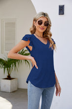 Load image into Gallery viewer, Smocked Flutter Sleeve V-Neck Top
