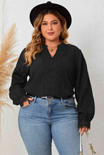 Load image into Gallery viewer, Plus Size Notched Neck Lace Detail Blouse
