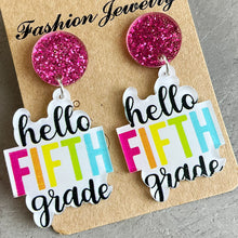 Cargar imagen en el visor de la galería, HELLO SECOND GRADE Acrylic Dangle Earrings
