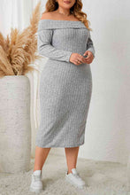 Load image into Gallery viewer, Plus Size Square Neck Long Sleeve Slit Dress
