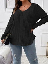 Load image into Gallery viewer, Plus Size V-Neck Long Sleeve T-Shirt
