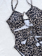 Cargar imagen en el visor de la galería, Leopard Cutout Tied One-Piece Swimsuit
