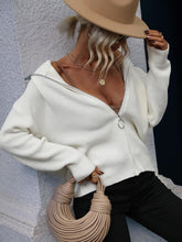 Load image into Gallery viewer, Rib-Knit Zip Up Collared Cardigan
