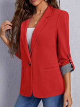 Load image into Gallery viewer, Lapel Collar Roll-Tab Sleeve Blazer
