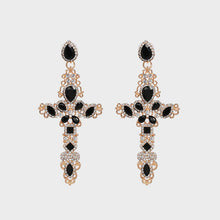 Load image into Gallery viewer, Rhinestone Alloy Cross Earrings
