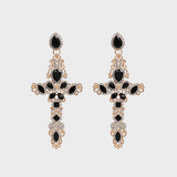 Rhinestone Alloy Cross Earrings