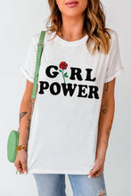 Load image into Gallery viewer, GIRL POWER Rose Graphic Tee Shirt
