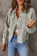 Load image into Gallery viewer, Raw Hem Button Down Corduroy Jacket with Pockets
