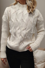 Cargar imagen en el visor de la galería, Cable-Knit Mock Neck Long Sleeve Sweater
