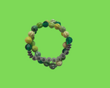 Pulseras multicolores verdes AMOR, AMBICIÓN Y DINERO
