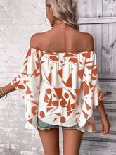 Load image into Gallery viewer, Printed Off-Shoulder Bell Sleeve Blouse
