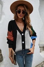 Load image into Gallery viewer, Contrast Button Front V-Neck Cardigan

