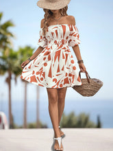 Load image into Gallery viewer, Printed Off-Shoulder Smocked Waist Dress
