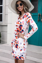 Load image into Gallery viewer, Rainbow Checker Twisted Long Sleeve Dress
