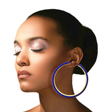 Load image into Gallery viewer, Royal Blue and Gold Rhinestone Hoops
