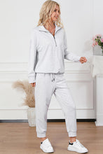 Load image into Gallery viewer, Half Zip Sweatshirt and Drawstring Sweatpants Set
