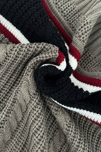 Cargar imagen en el visor de la galería, Cable-Knit Striped Quarter Zip Turtleneck Sweater
