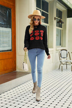 Load image into Gallery viewer, Lip Graphic Slit Dropped Shoulder Sweater
