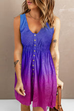 Load image into Gallery viewer, Sunflower Print Button Down Sleeveless Dress
