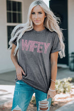 Load image into Gallery viewer, WIFEY Leopard Graphic Short Sleeve Tee
