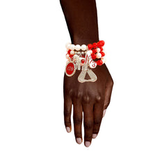 Cargar imagen en el visor de la galería, Sorority Inspired  Red White Bead Bracelets
